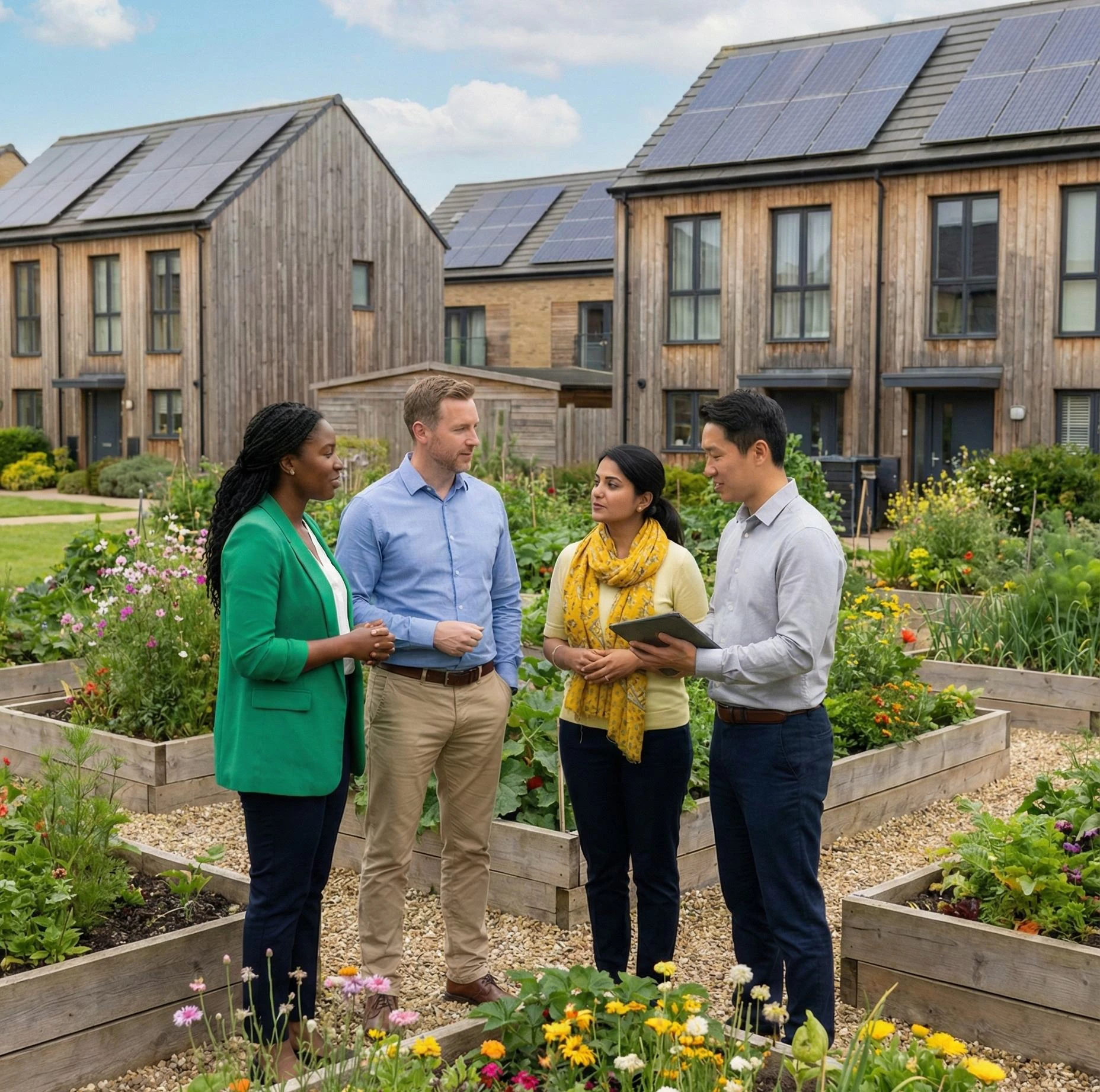 Property professionals discussing a housing project together